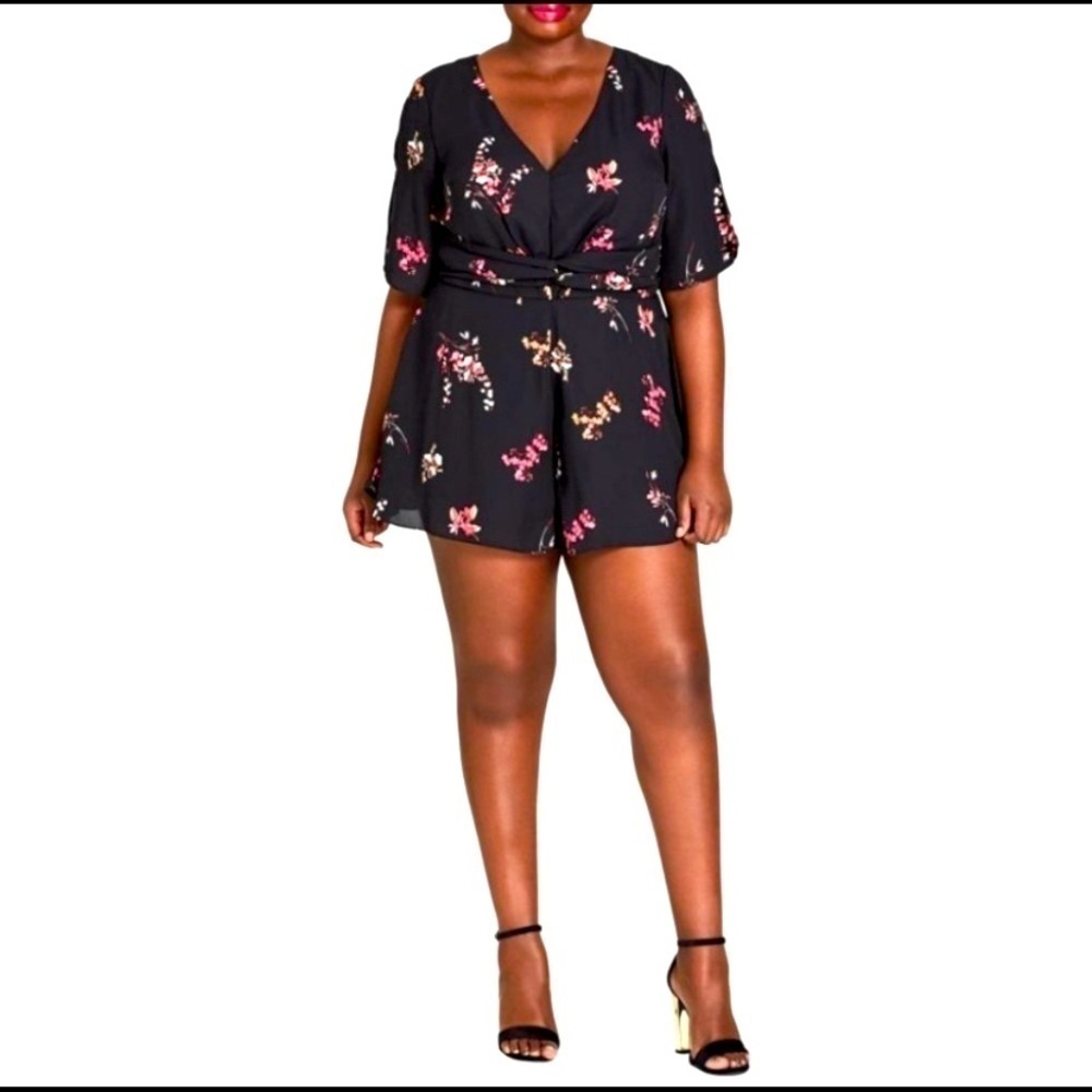 City Chic Women’s Akari-Print Cutout Playsuit Size 18 NWT